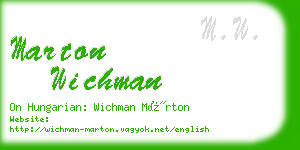 marton wichman business card